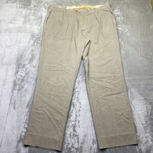 Tommy Bahama Mens Silk Cotton Blend Pleated Dress Pants Beige Khaki Sz 36